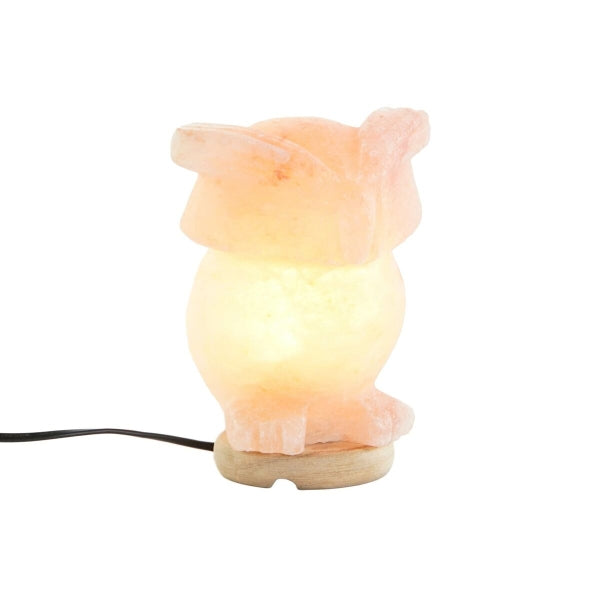 Table Lamp Owl - Pink Crystal & Acacia Wood