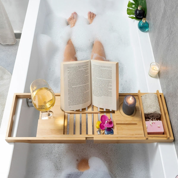 Extendable Bathtub Tray Bamboo