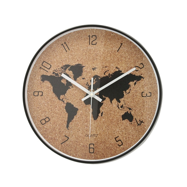 Mapa świata z zegarem ściennym