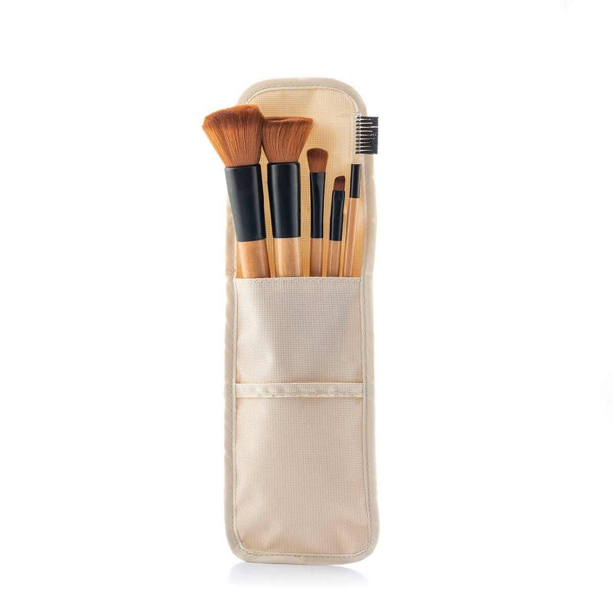 Makeup Brushes & Carrying Bag - 5 Pieces