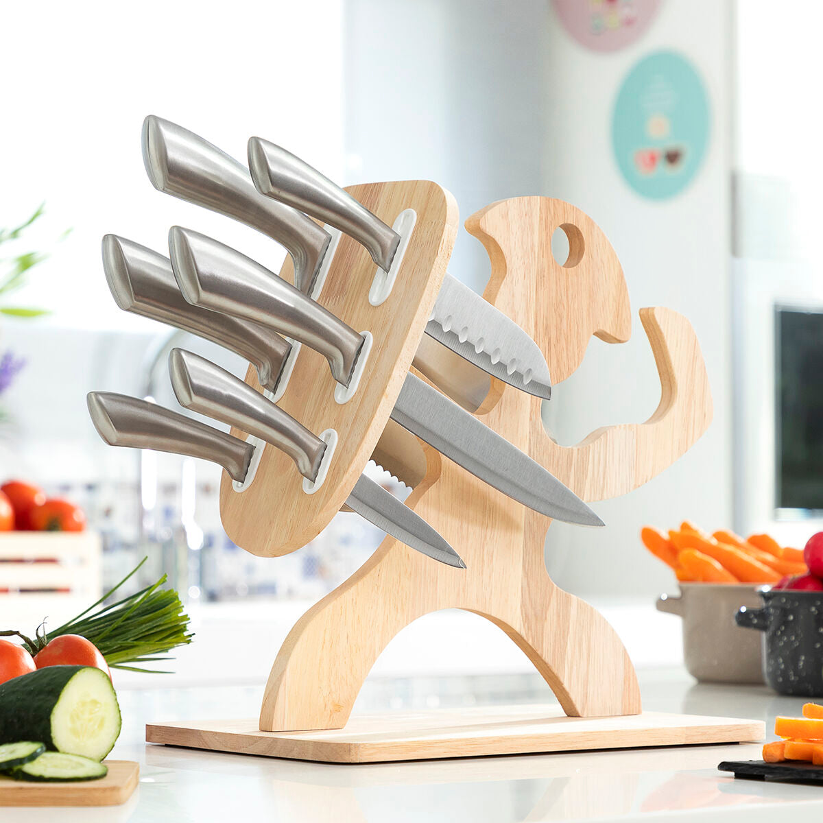 Küchenmesser-Set & Holzhalter Spartan – 7-teilig