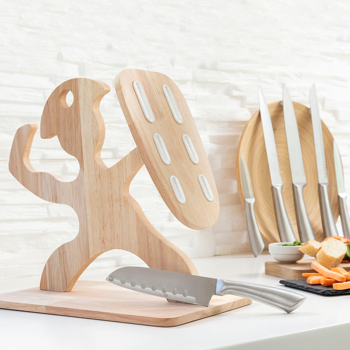 Küchenmesser-Set & Holzhalter Spartan – 7-teilig