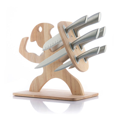 Zestaw noży kuchennych i drewniany uchwyt Spartan - 7 sztuk
